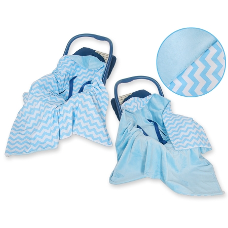 Wendbare Babyautositzdecke - Chevron blau